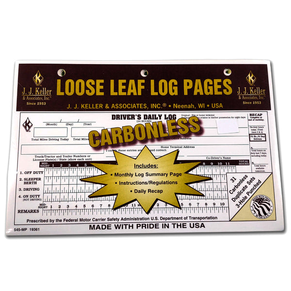 J.J. Keller 545MP Carbonless Loose Leaf Log 2-Copy 31-Sets - 12Volt-Travel®
