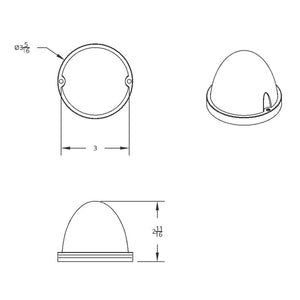 United Pacific - 17 LED Watermelon Flush Mount Kit - Amber LED/Clear Lens