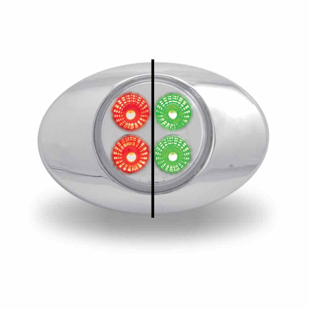 Trux - 4 Diode, Red Marker to Green Aux. Generation 2 LED Light w Chrome ABS Bezel