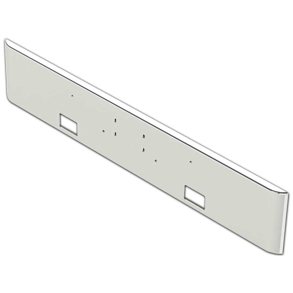 Peterbilt 365, 388, 389 18" Texas Square 7GA Steel Chrome Bumper w Bolt, Light & Center Tow Pin Holes