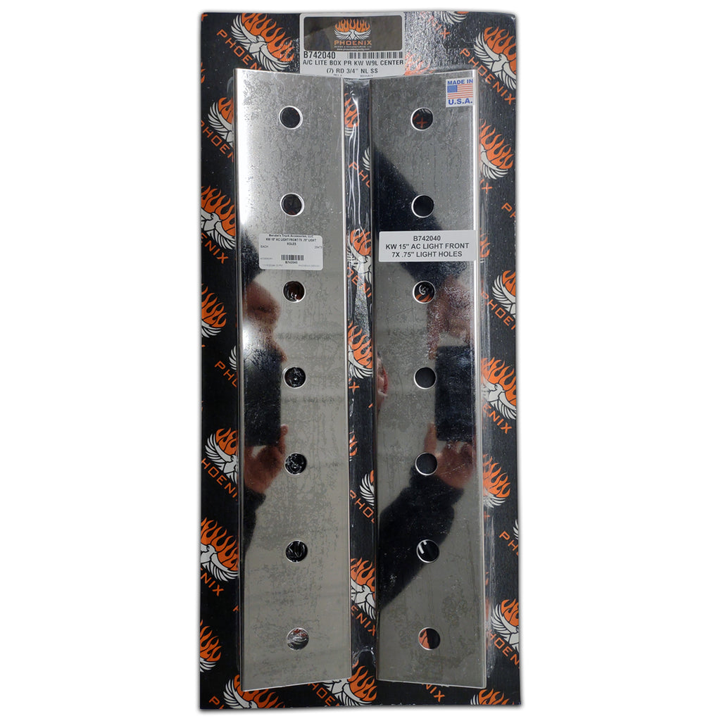 Kenworth 15" Stainless Steel Air Cleaner Light Front or Rear Panel 7 x .75" Light Holes