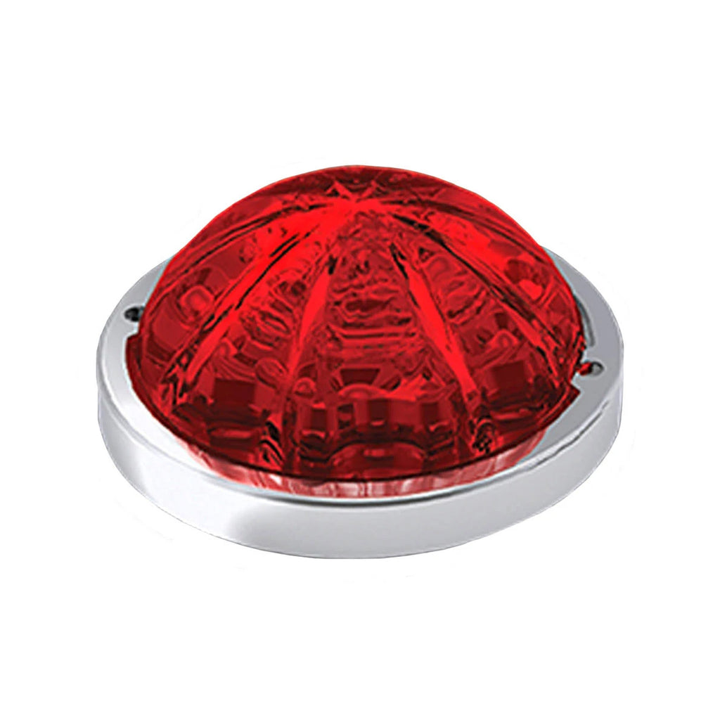 Low Profile Dual Function Watermelon HERO LED Light W/ Chrome Bezel - Red/Clear
