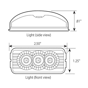 3 LED Spyder Model 15 Rectangular Light (Red LEDs / Red Lens)