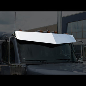 Panelite - Stainless Steel Peterbilt 589 Low Roof, V-Bottom 14"-11" OEM Replacement Visor