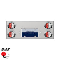 33-3/4" SS Rear Center Panel With 4X 19 LED 4" Double Fury Lights & Visors-Red & White LED