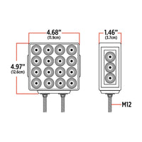 Amber/Red Turn & Marker to Purple Auxiliary Square Reflector Double Face LED Light – Double Post | 38 Diodes | Clear Lens