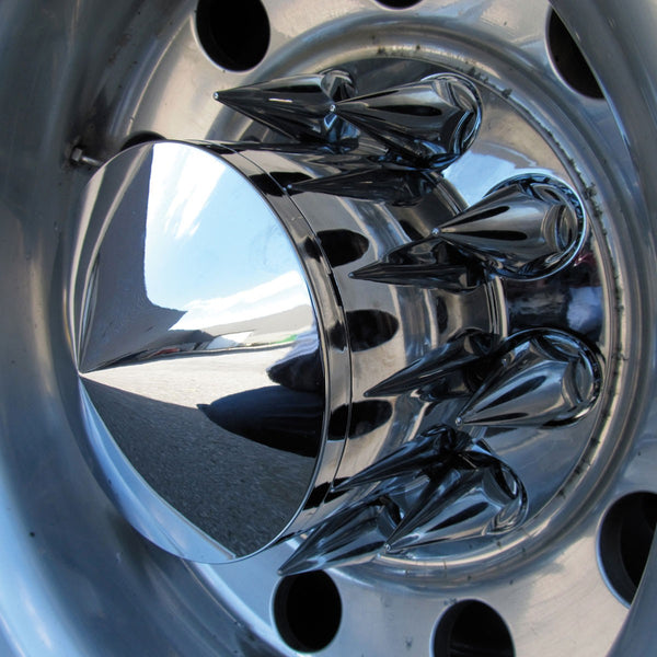 Complete Chrome Pointed Axle Cover Kit with Spiked Lug Nut Covers