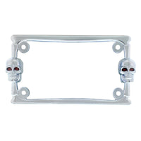 Two Skulls Chrome Motorcycle License Plate Frame