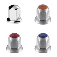 33mm X 2" Chrome Steel Standard Nut Cover w Flange Individual or 50 Pack (Chrome, Amber, Red or Blue)