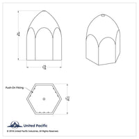 1-1/2" X 2-3/4" Chrome Plastic Bullet Nut Covers - Push-On (Individual, 20 Pack or 60 Pack)