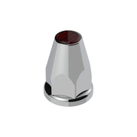 33mm X 2-3/4" Chrome Plastic Nut Covers With Flange - Push-On w Amber, Red or Blue Reflector (20 Pack)