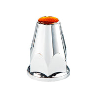 33mm X 2-3/4" Chrome Plastic Nut Covers With Flange - Push-On w Amber, Red or Blue Reflector (20 Pack)