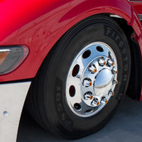 33mm X 2-3/4" Chrome Plastic Nut Covers With Flange - Push-On w Amber, Red or Blue Reflector (20 Pack)