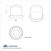 United Pacific - 15/16" X 1-1/2" Chrome Plastic Pointed Nut Cover - Push-On (Individual or 10 Pack)