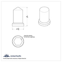 33mm X 3-3/16" Chrome Plastic Pointed Nut Covers With Flange - Push-On (20 Pack)