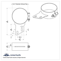United Pacific - 6", 7" or 8" Stainless Butt Joint Exhaust Clamp - Angled Bracket