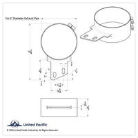 United Pacific - 6", 7" or 8" Stainless Butt Joint Exhaust Clamp - Angled Bracket
