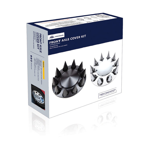 33mm Axle Cover Chrome Pointed Combo Kit Spike Screw-on Lug 2 Front And