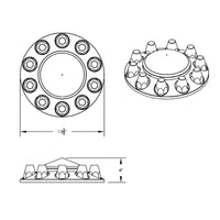 United Pacific - Pointed Front or Rear Axle Cover With 33mm Standard Thread-On Nut Covers - Matte Black