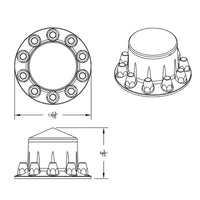 United Pacific - Pointed Front or Rear Axle Cover With 33mm Standard Thread-On Nut Covers - Matte Black
