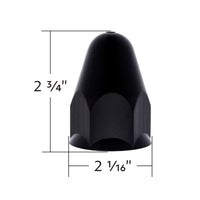 1-1/2" X 2-3/4" Matte Black Painted Plastic Bullet Nut Covers (Black) - Push-On (Individual, 20 or 60 Pack)