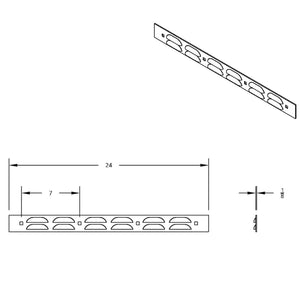 United Pacific - 2" X 24" Chrome Louvered Top Mud Flap Plate - Bolt Thru