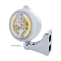 Stainless Steel Guide 682-C Headlight H4 With 34 Amber or White LEDs & LED Signal (Clear Lens)