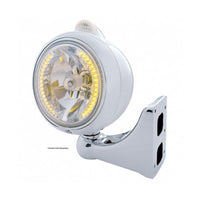 Chrome Guide 682-C Headlight H4 With 34 Amber or White LEDs & LED Signal (Clear Lens)