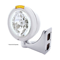 Chrome Classic Headlight H4 With 34 White LED & Signal (Amber or Clear Lens)