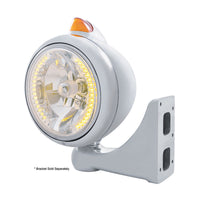 Stainless Steel 682-C Headlight H4 w Amber LED & Original Style LED Signal (Amber or Clear Lens)