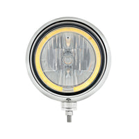 United Pacific - Black Guide Headlight 9007 Bulb With Amber or White LED Halo Rim
