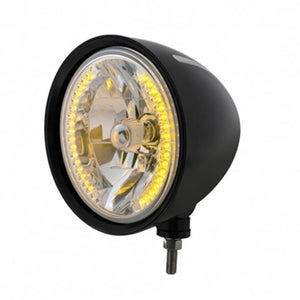 United Pacific - Black "Billet" Style Groove Headlight H4 Bulb With 34 Amber or White LED
