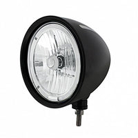 Black "Billet" Style Groove Headlight 9007 Bulb With Amber or White LED Halo Rim