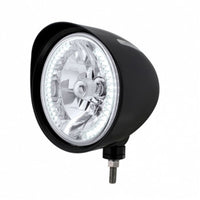 Black "Billet" Style Groove Headlight With Visor H4 Bulb With 34 Amber or Clear LED