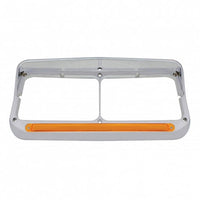 24 LED Rectangular Dual Headlight Bezel With Visor & GloLight Amber LEDs (Amber or Clear Lens)