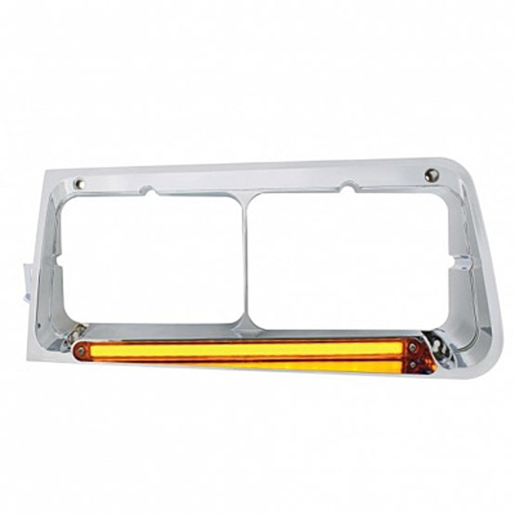 24 LED Headlight Bezel With GloLight For 1989-2009 Freightliner FLD - Amber Lens (Driver or Passenger Side)