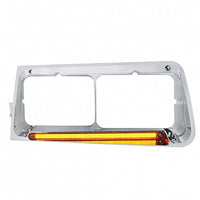 24 LED Headlight Bezel With GloLight For 1989-2009 Freightliner FLD - Amber Lens (Driver or Passenger Side)