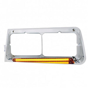 24 LED Headlight Bezel With GloLight For 1989-2009 Freightliner FLD - Amber Lens (Driver or Passenger Side)