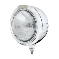 Stainless Steel Classic Embossed Stripe Headlight H6024 & Dual Mode Amber LED Signal (Amber or Clear Lens)