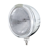Stainless Steel Bullet Embossed Stripe Headlight 6014 & Dual Mode LED Signal (Amber or Clear Lens)
