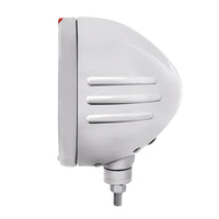 Stainless Steel Bullet Embossed Stripe Headlight H4 With 6 Amber LEDs & Dual Mode LED Signal (Amber or Clear Lens)