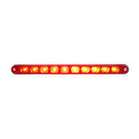 United Pacific - 10 LED 9" Split Turn Function Light Bar With Bezel - Red LED/Red Lens
