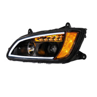Blackout Projection Headlight With LED Turn Signal & Position Light For 2008-2017 Kenworth T660 (Driver Side)