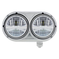 Headlight Assembly With 304 SS Housing & LED Headlights With Chrome Inner Bar for Peterbilt 359 (Driver or Passenger Side)