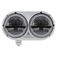 Headlight Assembly With 304 SS Housing & LED Headlights With Black Inner Bar For Peterbilt 359 (Driver or Passenger Side)