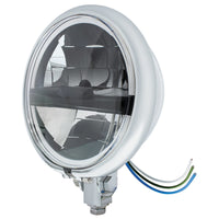 Chrome or Black 5-3/4" Motorcycle Headlight 8 LED Blackout Bulb With Black Bar (Bottom or Side Mount)