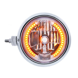 Chrome Guide 682-C Style Headlight Assembly w Crystal Lens & 34 LEDs Position Light (Left or Right Hand Side)