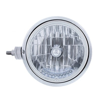 Stainless Steel Guide 682-C Style Headlight Assembly w Crystal Lens & 10 LEDs Position Light (Left or Right Hand Side)