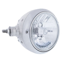 Stainless Steel Guide 682-C Style Headlight Assembly w Crystal Lens & 10 LEDs Position Light (Left or Right Hand Side)