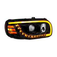 Chrome or Black Projection Headlight With LED Turn Signal & Light Bar For 2008-2024 Peterbilt 389 (Driver or Passenger Side)